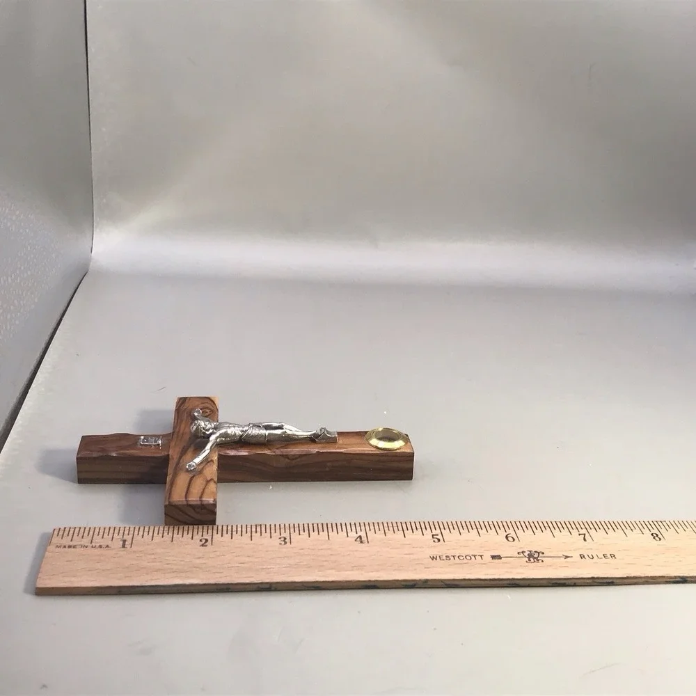 Wood Cross With‎ Metal Jesus Holycrafts.com